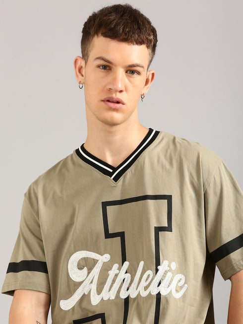 Olive Printed Oversized T-Shirt